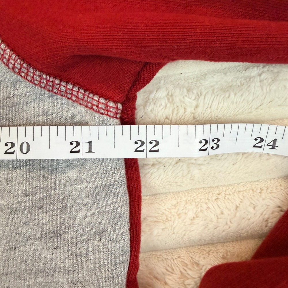 American Eagle Mens Hoodie Red Gray Black Colorblock Mountain Graphic Medium - Picture 6 of 8